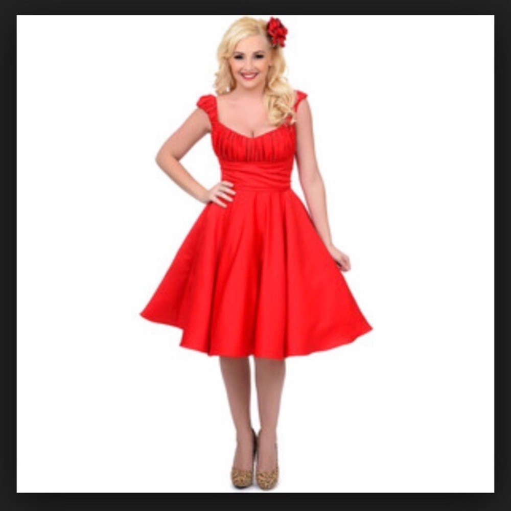 Unique Vintage Off the Shoulder Jayne Swing Dress